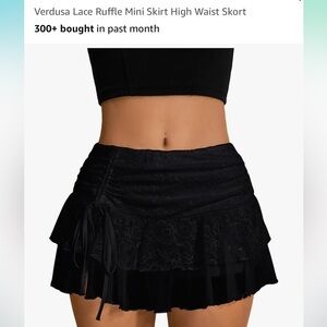 Black Laced Ruffle Mini Skirt